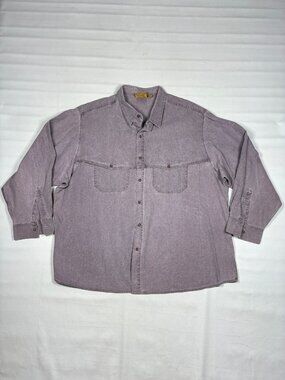 VTG Outback Trading Company Cape Back Yoke Western Purple Button Shirt Mens XXL